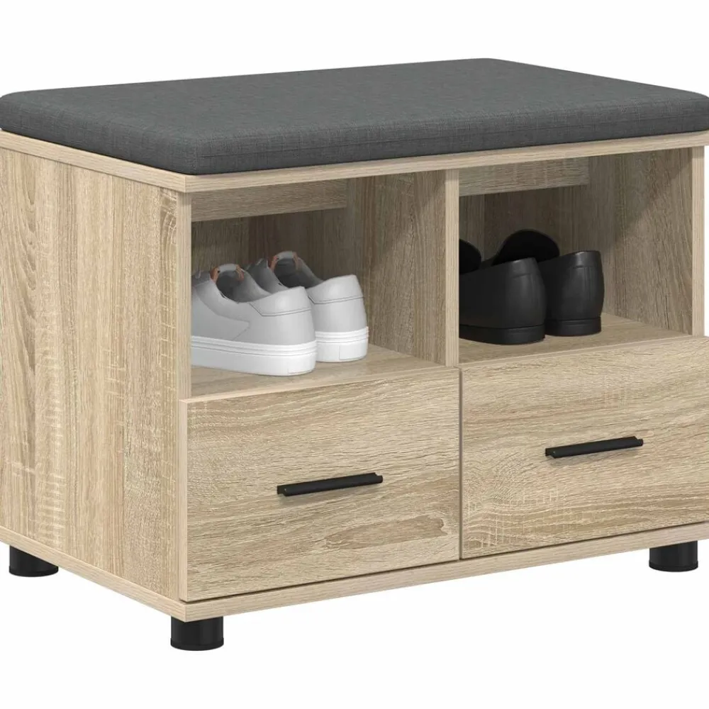 Bancs-vidaXL Banc d'entrée avec coussin Chêne Sonoma 60 x 38 x 46 cm Chêne sonoma