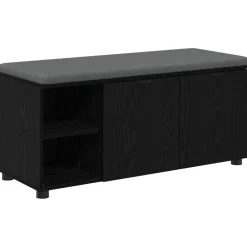 vidaXL Banc d'entrée avec coussin Chêne Noir 100 x 38 x 46 cm