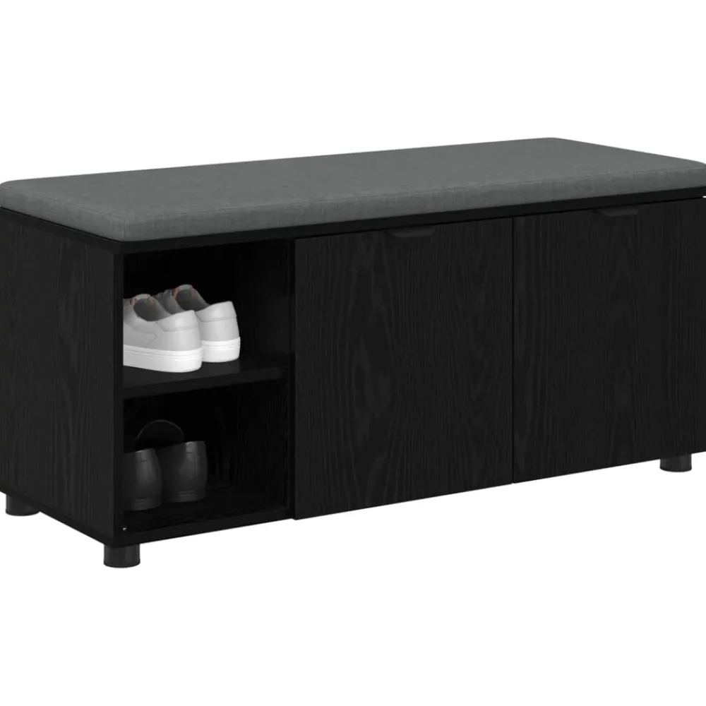 vidaXL Banc d'entrée avec coussin Chêne Noir 100 x 38 x 46 cm