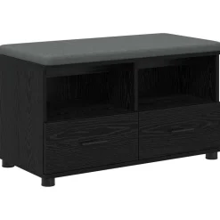 vidaXL Banc d'entrée avec coussin Chêne Noir 80 x 38 x 46 cm
