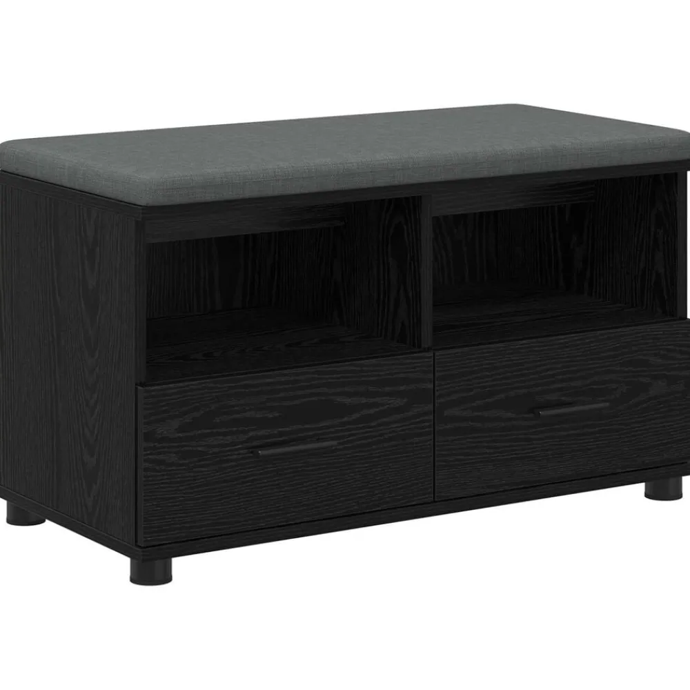 vidaXL Banc d'entrée avec coussin Chêne Noir 80 x 38 x 46 cm