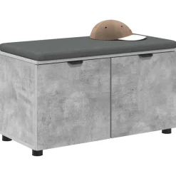 Bancs-vidaXL Banc d'entrée avec coussin 80 x 38 x 46 cm Gris béton