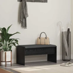 vidaXL Banc d'entrée avec coussin Chêne noir 83 x 38 x 40 cm