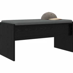 vidaXL Banc d'entrée avec coussin Chêne noir 83 x 38 x 40 cm