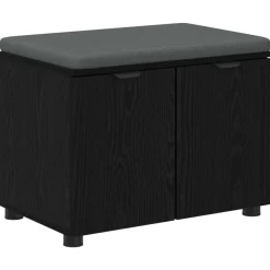 vidaXL Banc d'entrée avec coussin Chêne Noir 60 x 38 x 46 cm