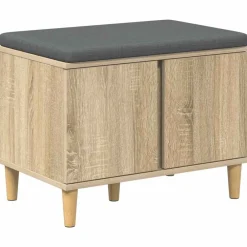 Bancs-vidaXL Banc d'entrée avec coussin Chêne Sonoma 60 x 38 x 46 cm Chêne sonoma