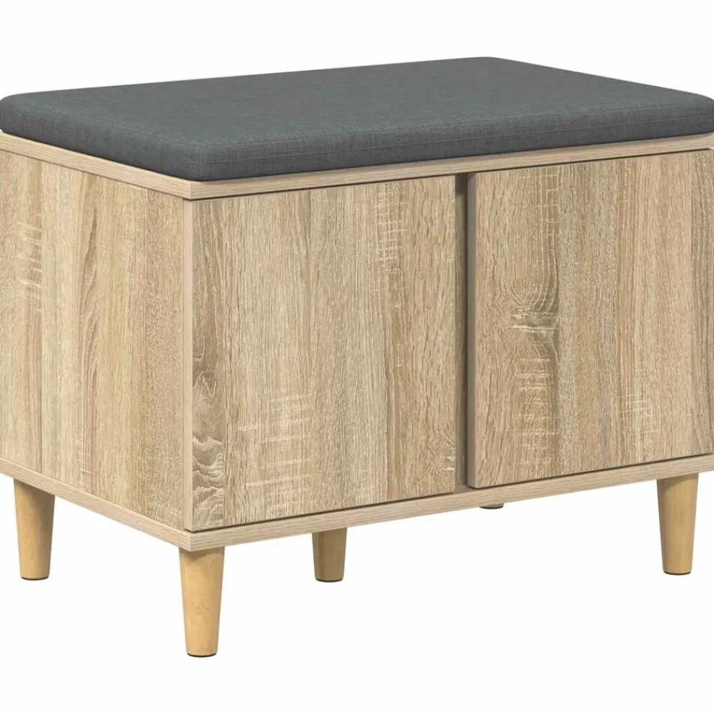 Bancs-vidaXL Banc d'entrée avec coussin Chêne Sonoma 60 x 38 x 46 cm Chêne sonoma