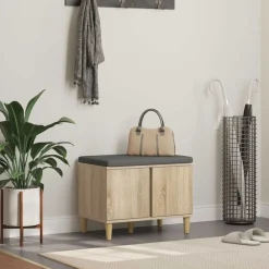 Bancs-vidaXL Banc d'entrée avec coussin Chêne Sonoma 60 x 38 x 46 cm Ch&ecirc;ne sonoma