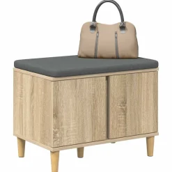 Bancs-vidaXL Banc d'entrée avec coussin Chêne Sonoma 60 x 38 x 46 cm Chêne sonoma