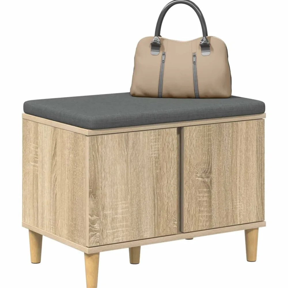 Bancs-vidaXL Banc d'entrée avec coussin Chêne Sonoma 60 x 38 x 46 cm Chêne sonoma