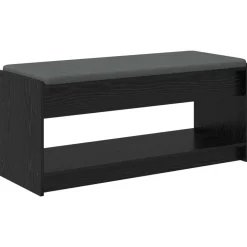 Bancs-vidaXL Banc d'entrée avec coussin Chêne Noir 103 x 38 x 45 cm Chêne noir