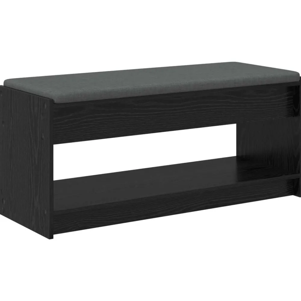 Bancs-vidaXL Banc d'entrée avec coussin Chêne Noir 103 x 38 x 45 cm Chêne noir