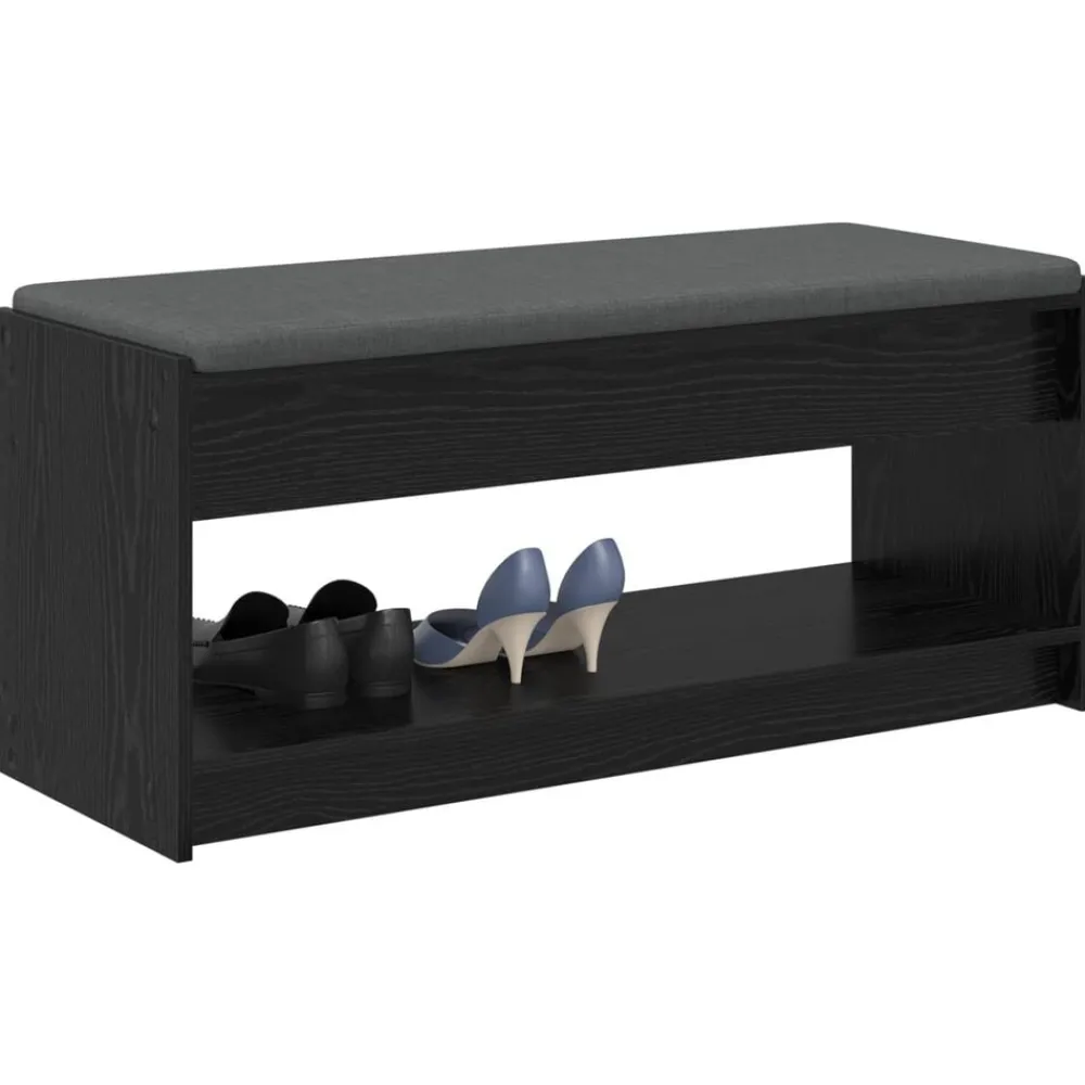 Bancs-vidaXL Banc d'entrée avec coussin Chêne Noir 103 x 38 x 45 cm Chêne noir