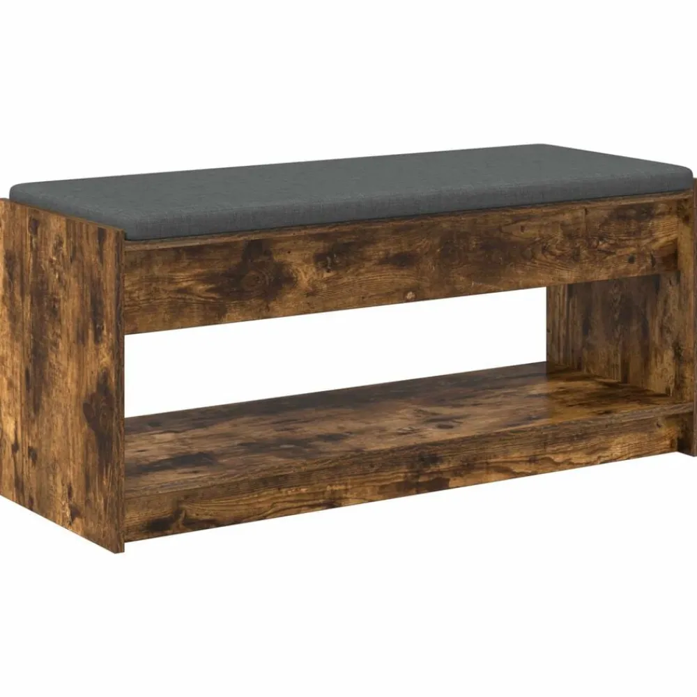 Bancs-vidaXL Banc d'entrée avec coussin Chêne Fumé 103 x 38 x 45 cm Chêne fumé