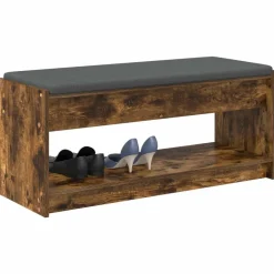 Bancs-vidaXL Banc d'entrée avec coussin Chêne Fumé 103 x 38 x 45 cm Chêne fumé