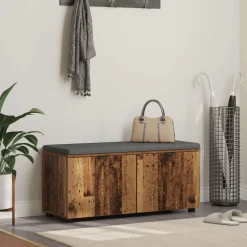 Bancs-vidaXL Banc d'entrée avec coussin 100 x 38 x 46 cm Bois ancien