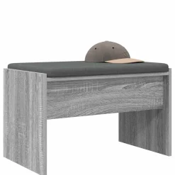 Bancs-vidaXL Banc d'entrée avec coussin Gris Sonoma 63 x 38 x 40 cm Sonoma gris