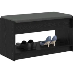 vidaXL Banc d'entrée avec coussin Chêne Noir 83 x 38 x 45 cm