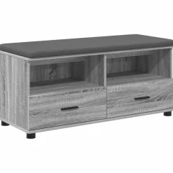 vidaXL Banc d'entrée avec coussin Gris Sonoma 100 x 38 x 46 cm