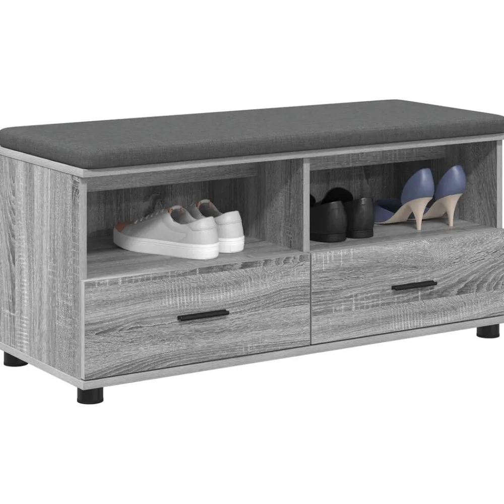 vidaXL Banc d'entrée avec coussin Gris Sonoma 100 x 38 x 46 cm