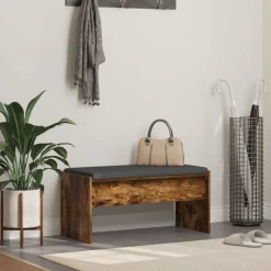 Bancs-vidaXL Banc d'entrée avec coussin Chêne fumé 83 x 38 x 40 cm Ch&ecirc;ne fumé