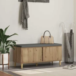 vidaXL Banc d'entrée avec coussin Chêne Artisanal 100 x 38 x 46 cm
