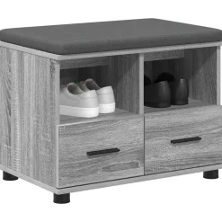 Bancs-vidaXL Banc d'entrée avec coussin Gris Sonoma 60 x 38 x 46 cm Sonoma gris