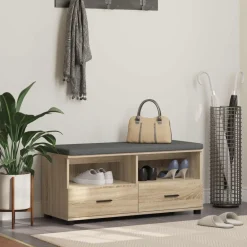Bancs-vidaXL Banc d'entrée avec coussin Chêne Sonoma 100 x 38 x 46 cm Ch&ecirc;ne sonoma