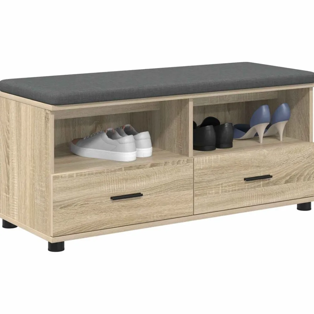 Bancs-vidaXL Banc d'entrée avec coussin Chêne Sonoma 100 x 38 x 46 cm Chêne sonoma