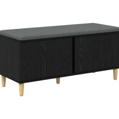 vidaXL Banc d'entrée avec coussin Chêne Noir 100 x 38 x 46 cm