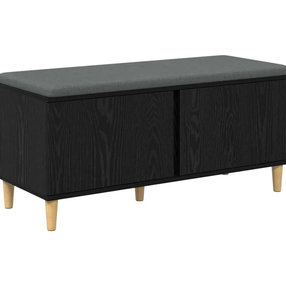 vidaXL Banc d'entrée avec coussin Chêne Noir 100 x 38 x 46 cm
