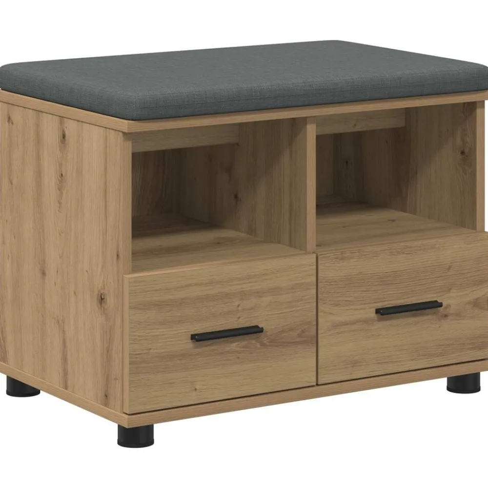 Bancs-vidaXL Banc d'entrée avec coussin Chêne Artisanal 60 x 38 x 46 cm chêne artisanal