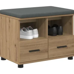 Bancs-vidaXL Banc d'entrée avec coussin Chêne Artisanal 60 x 38 x 46 cm chêne artisanal