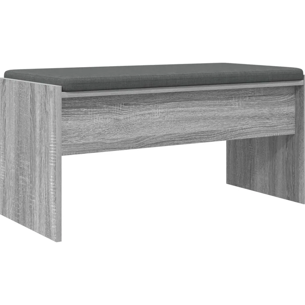 vidaXL Banc d'entrée avec coussin Gris Sonoma 83 x 38 x 40 cm