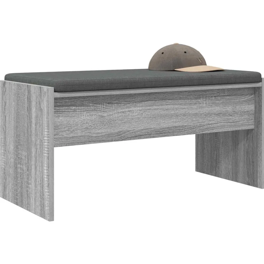 vidaXL Banc d'entrée avec coussin Gris Sonoma 83 x 38 x 40 cm