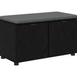 Bancs-vidaXL Banc d'entrée avec coussin Chêne Noir 80 x 38 x 46 cm Chêne noir