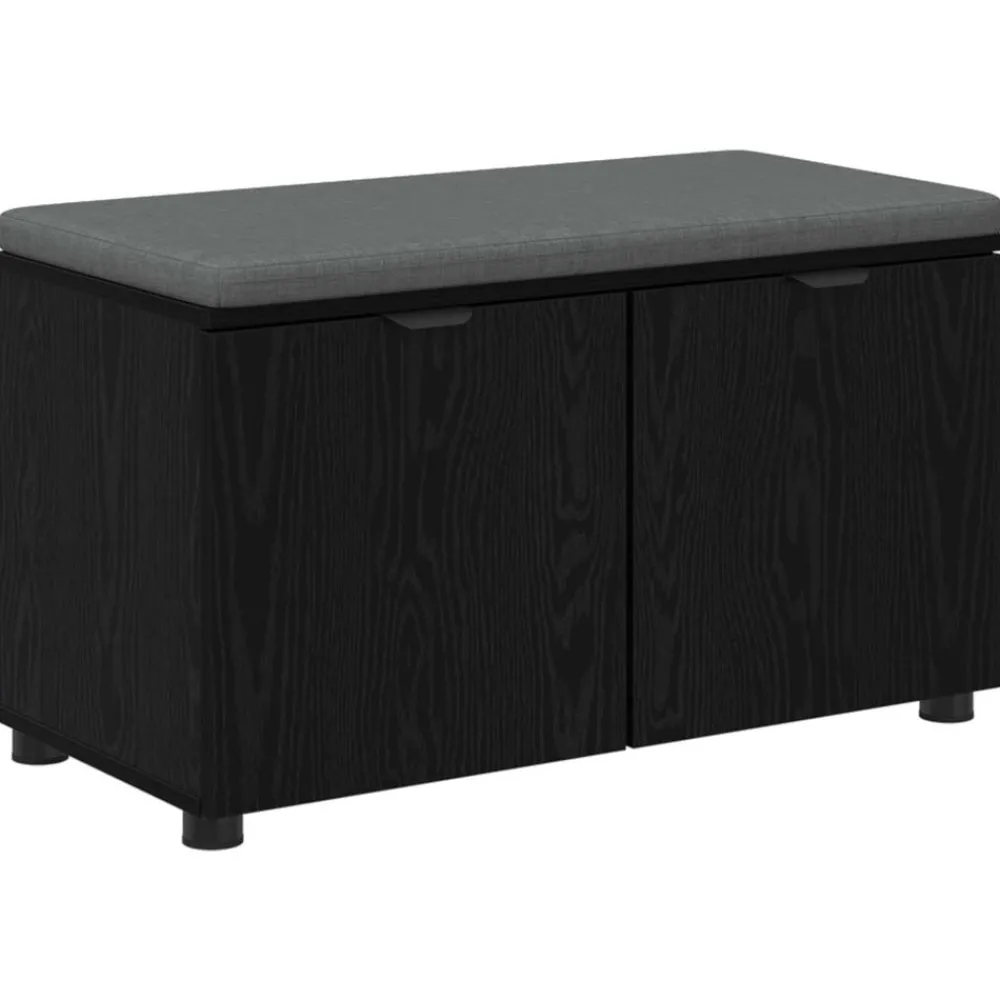 Bancs-vidaXL Banc d'entrée avec coussin Chêne Noir 80 x 38 x 46 cm Chêne noir