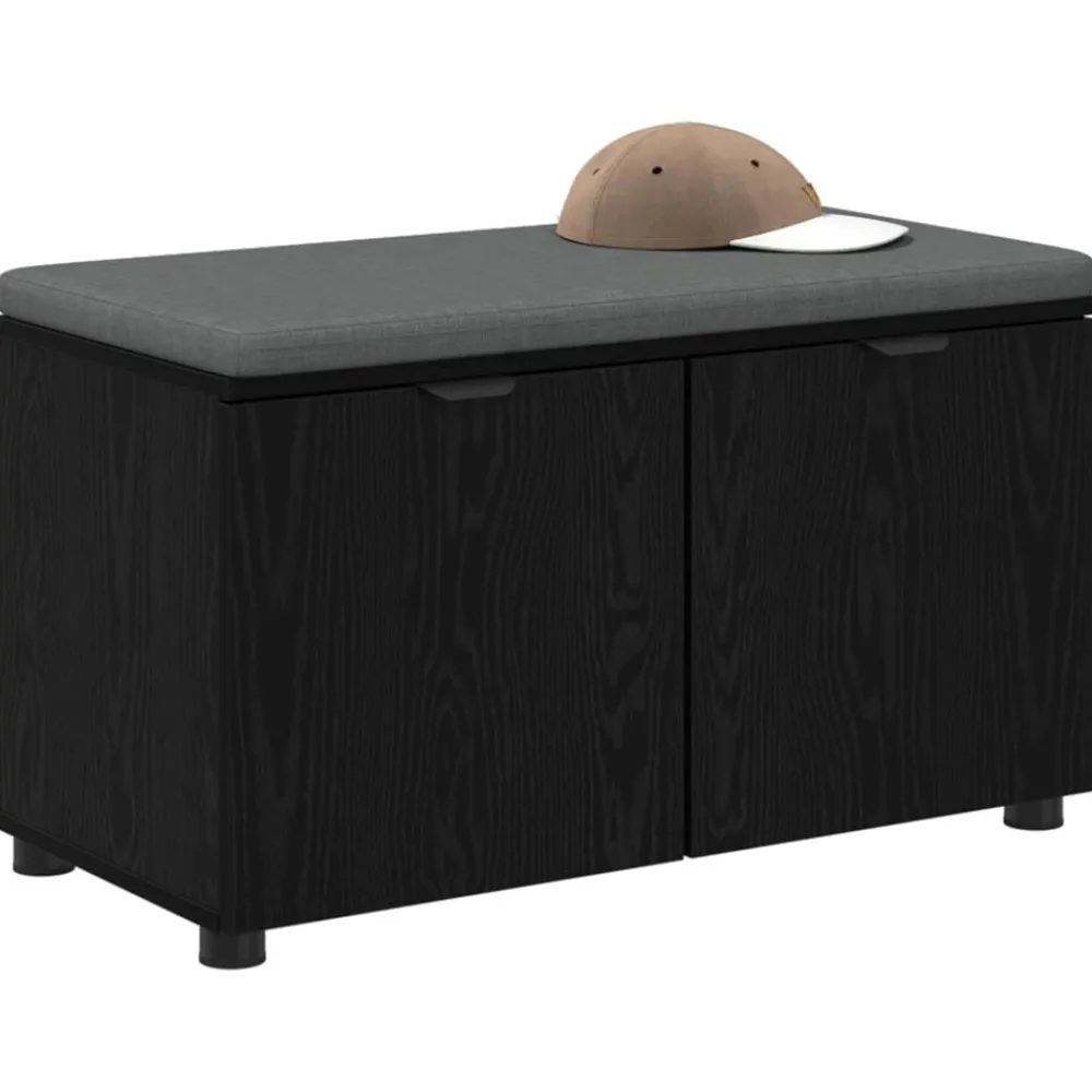 Bancs-vidaXL Banc d'entrée avec coussin Chêne Noir 80 x 38 x 46 cm Chêne noir