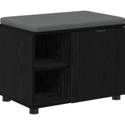 Bancs-vidaXL Banc d'entrée avec coussin Chêne Noir 60 x 38 x 46 cm Chêne noir
