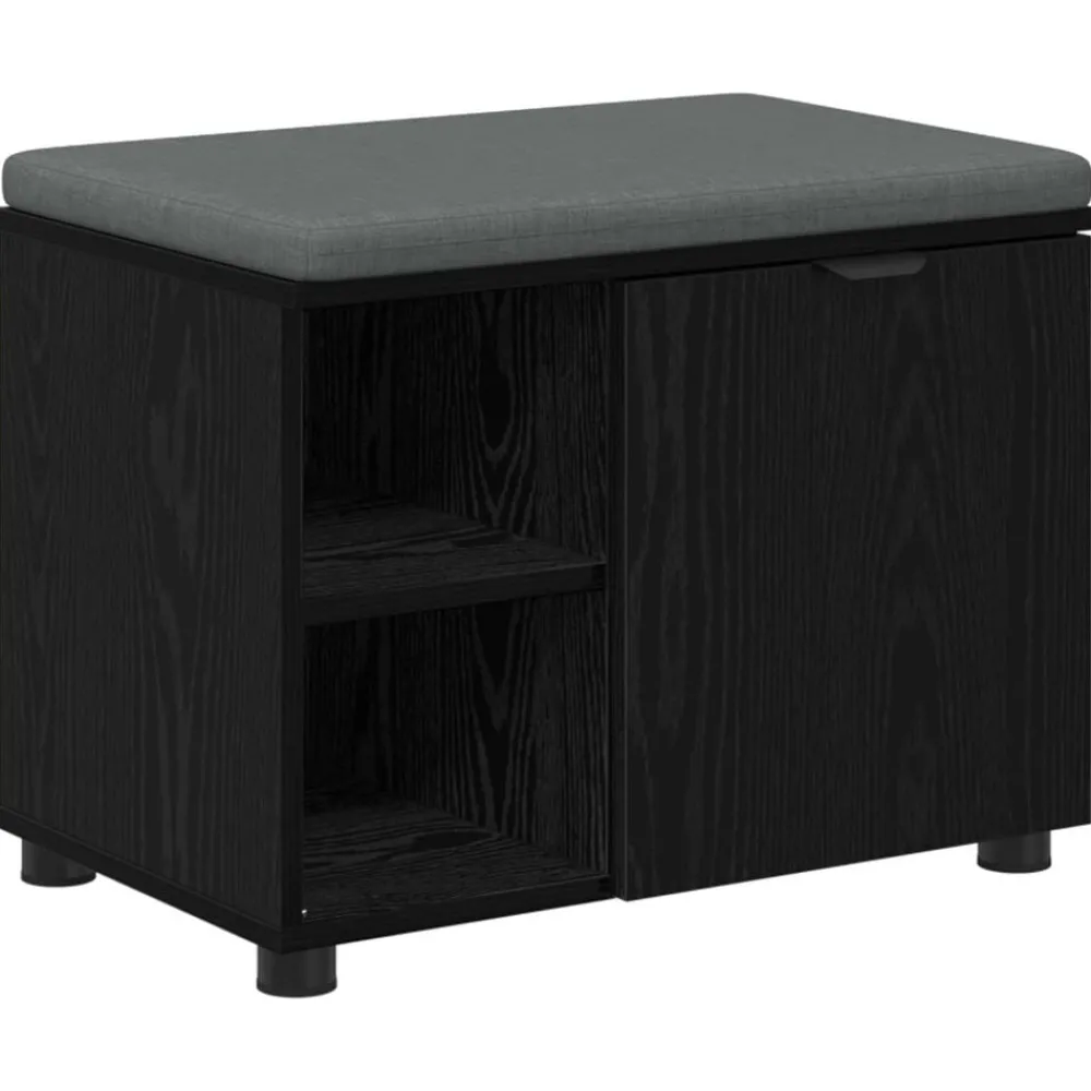 Bancs-vidaXL Banc d'entrée avec coussin Chêne Noir 60 x 38 x 46 cm Chêne noir