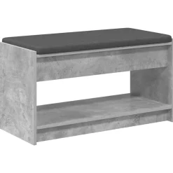 vidaXL Banc d'entrée avec coussin Gris Béton 83 x 38 x 45 cm