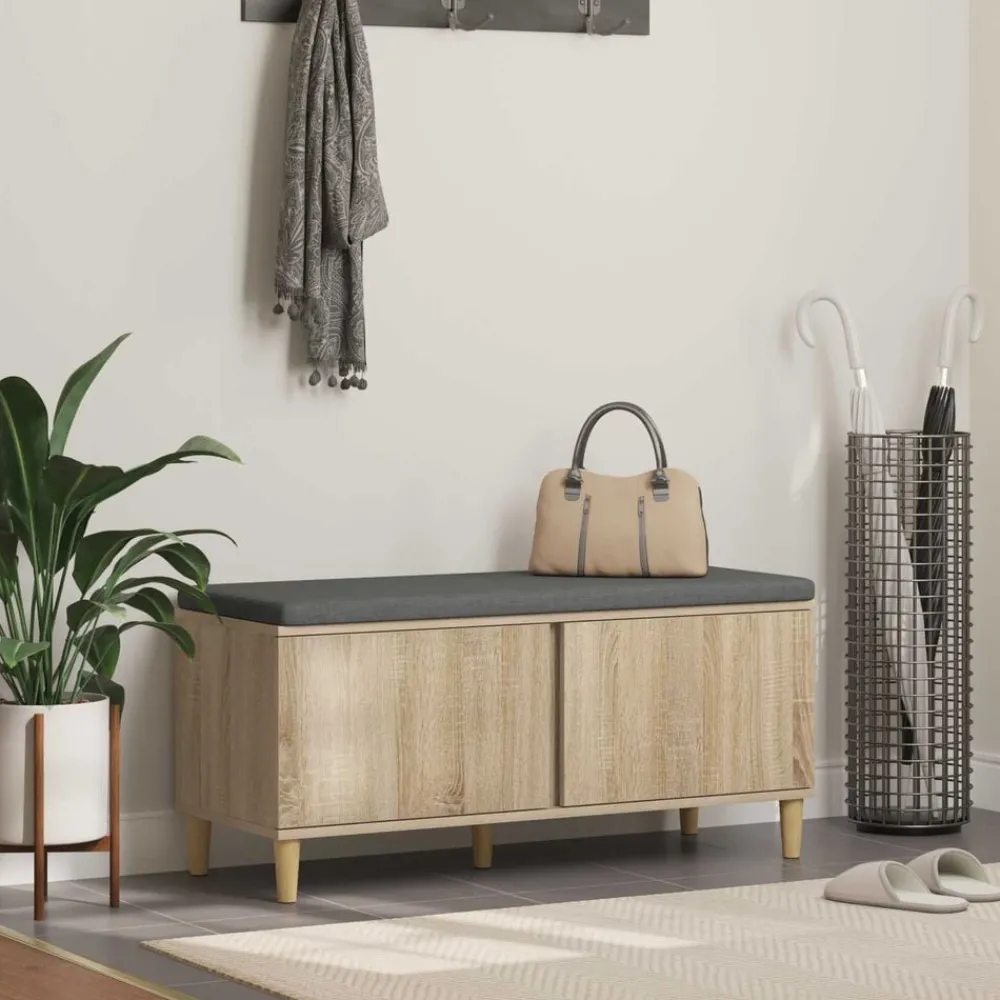 vidaXL Banc d'entrée avec coussin Chêne Sonoma 100 x 38 x 46 cm