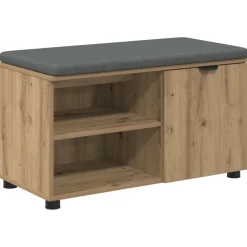 Bancs-vidaXL Banc d'entrée avec coussin Chêne Artisanal 80 x 38 x 46 cm ch&ecirc;ne artisanal