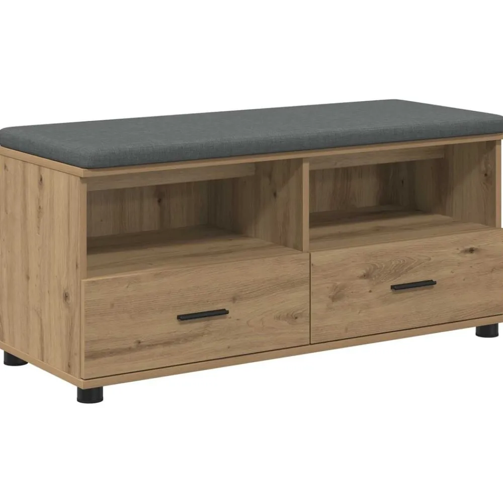 Bancs-vidaXL Banc d'entrée avec coussin Chêne Artisanal 100 x 38 x 46 cm chêne artisanal