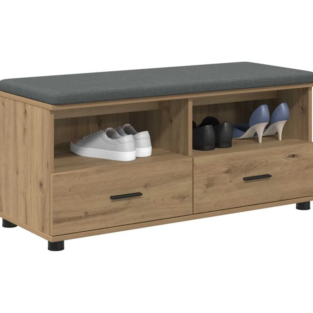 Bancs-vidaXL Banc d'entrée avec coussin Chêne Artisanal 100 x 38 x 46 cm chêne artisanal