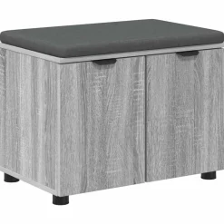 vidaXL Banc d'entrée avec coussin Gris Sonoma 60 x 38 x 46 cm