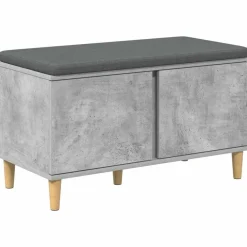 Bancs-vidaXL Banc d'entrée avec coussin 80 x 38 x 46 cm Gris béton