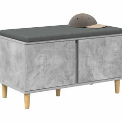 Bancs-vidaXL Banc d'entrée avec coussin 80 x 38 x 46 cm Gris béton