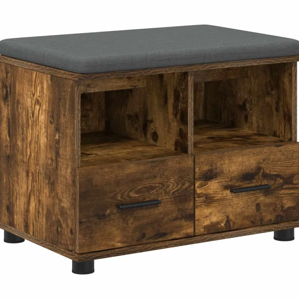 Bancs-vidaXL Banc d'entrée avec coussin Chêne Fumé 60 x 38 x 46 cm Chêne fumé