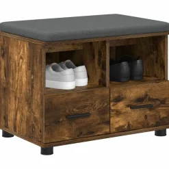 Bancs-vidaXL Banc d'entrée avec coussin Chêne Fumé 60 x 38 x 46 cm Chêne fumé